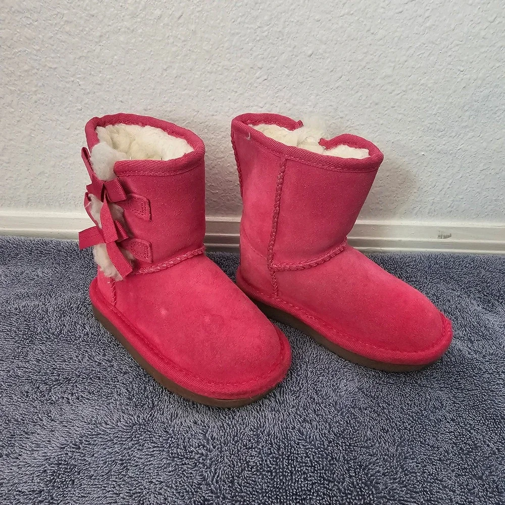 Koolaburra by UGG Victoria Pink Suede Bow Boots Toddler Size 6 1090330